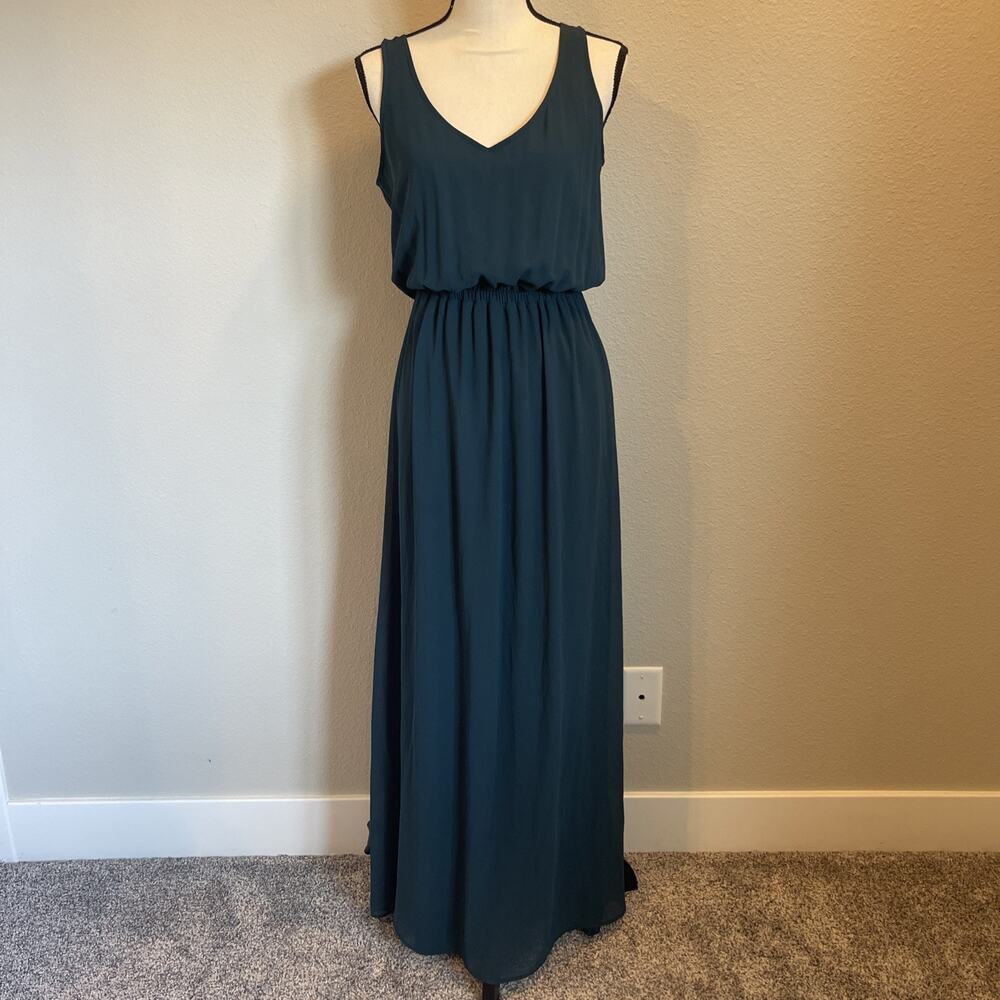 Show Me Your Mumu Kendall Maxi Dress Chiffon Jade Emerald Deep Back Small